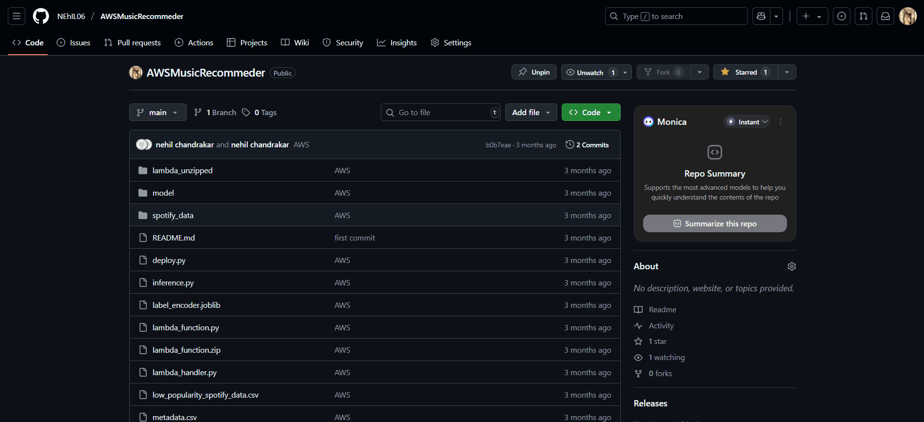 AWS Music Recommender cover image
